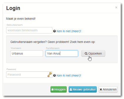 Gebruikersnaam vergeten
